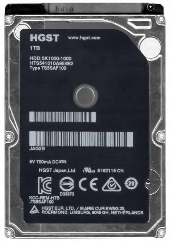 Dysk HDD HGST do APPLE MAC 1000GB 1TB HTS541010A9E662 2,5" SATA 655 ...