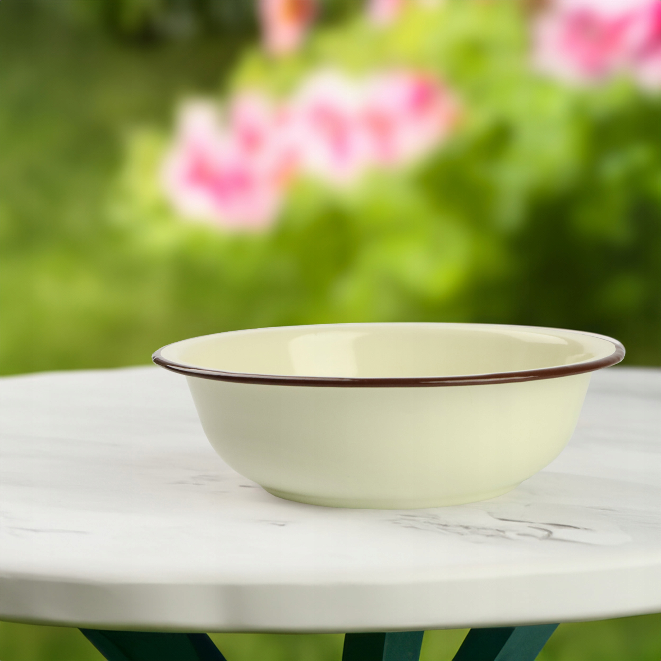 MISKA EMALIOWANA MISA 22 CM NA ZUPĘ OWOCE WARZYWA WZÓR KWIATY