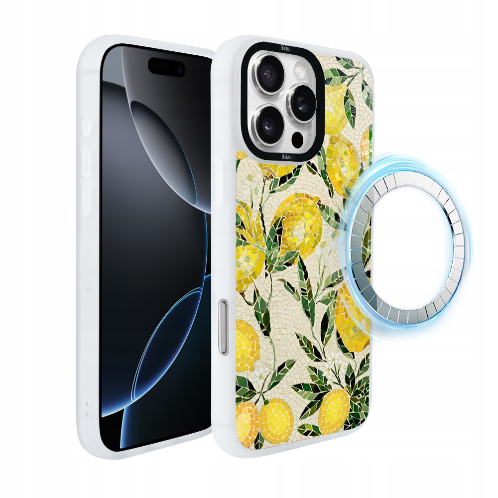 Pouzdro pro iPhone 16 Pro Max Ibizu DropGuard Matt s MagSafe, Citronový háj, bílé