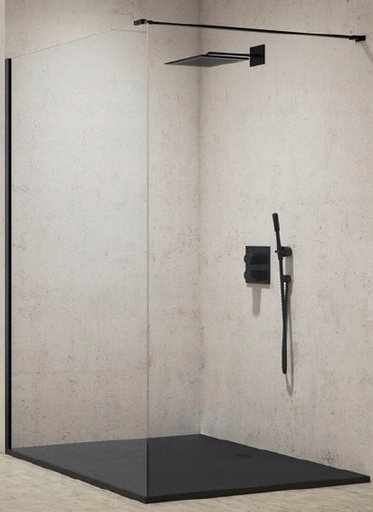 WSPORNIK drążek CZARNY MAT KABINY ŚCIANKI pryszn WALK-IN REGULOWANY 129 cm Mocowanie uniwersalne