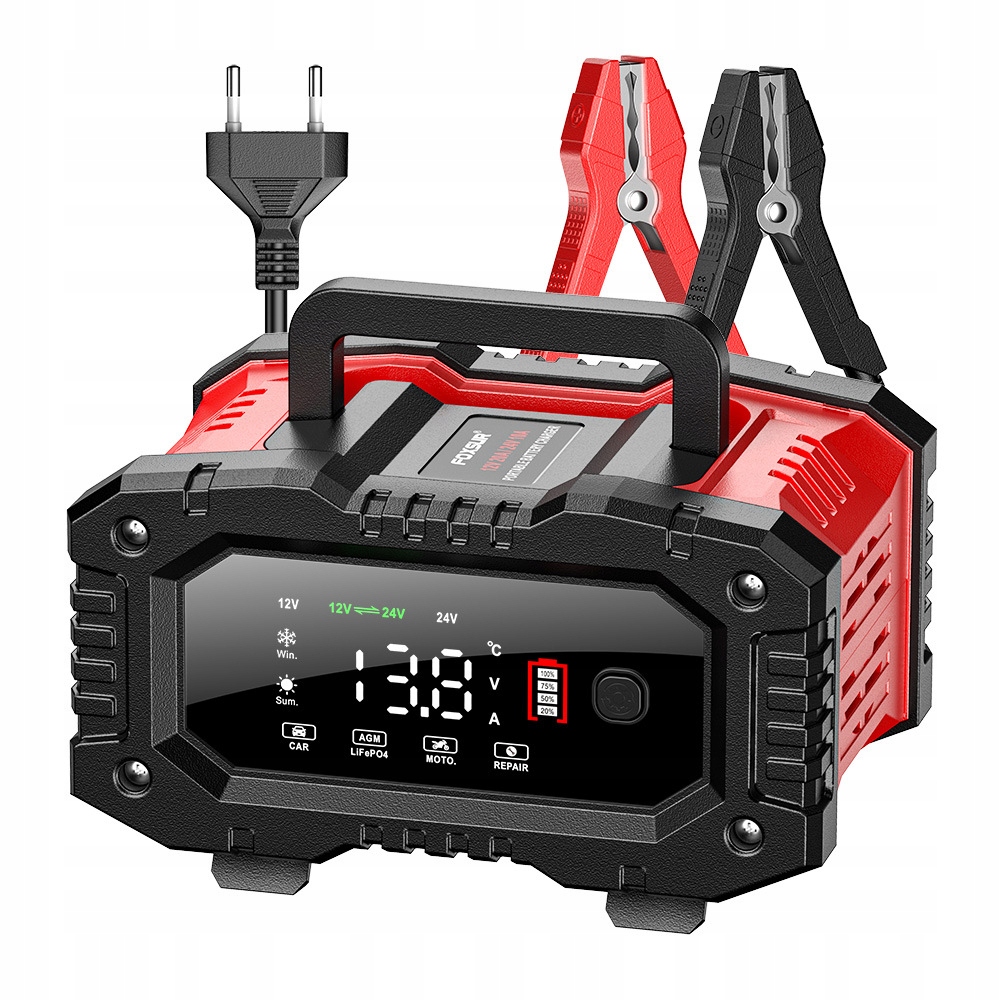 Inteligentná nabíjačka batérií 12V/24V 20A, automatická oprava pre autobatérie
