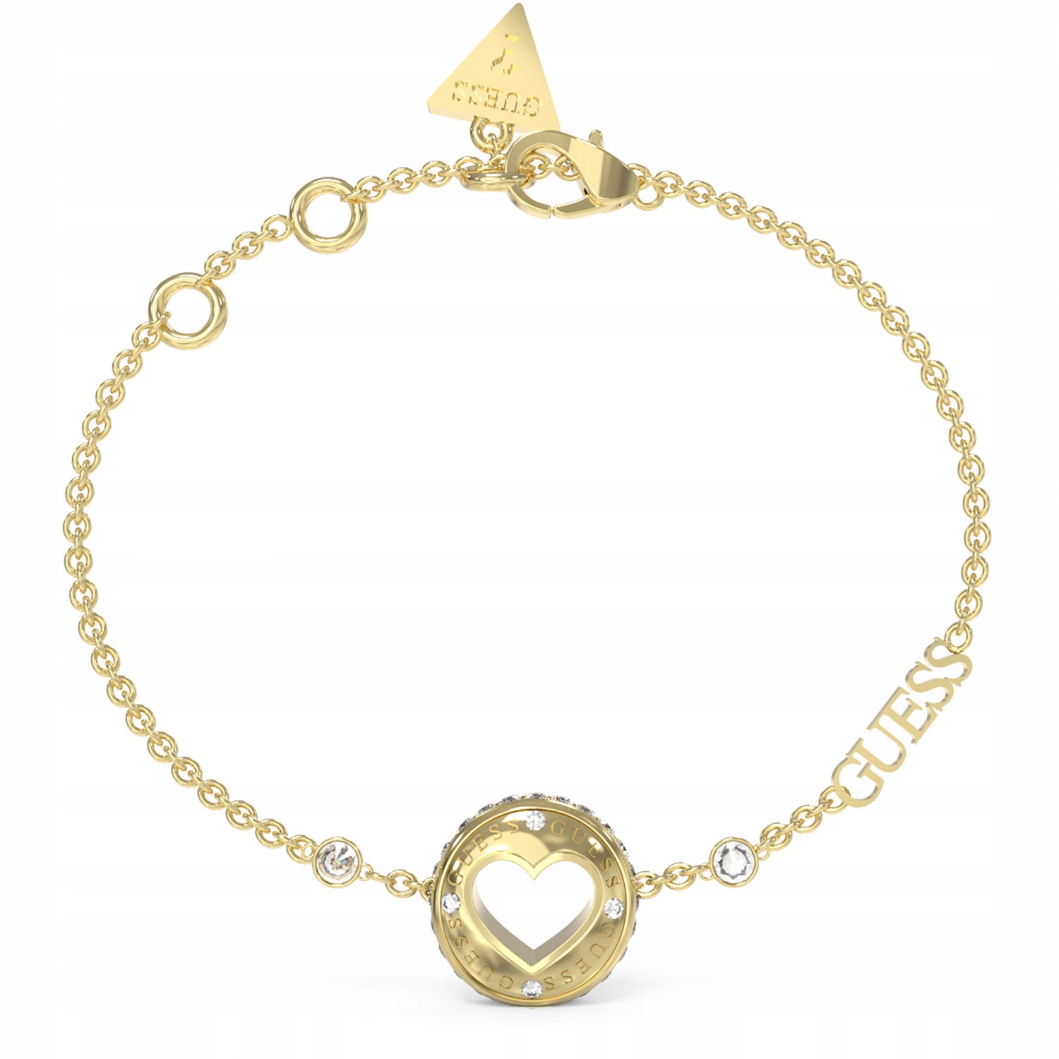 Dámský zlatý náramek Guess zirkon srdce