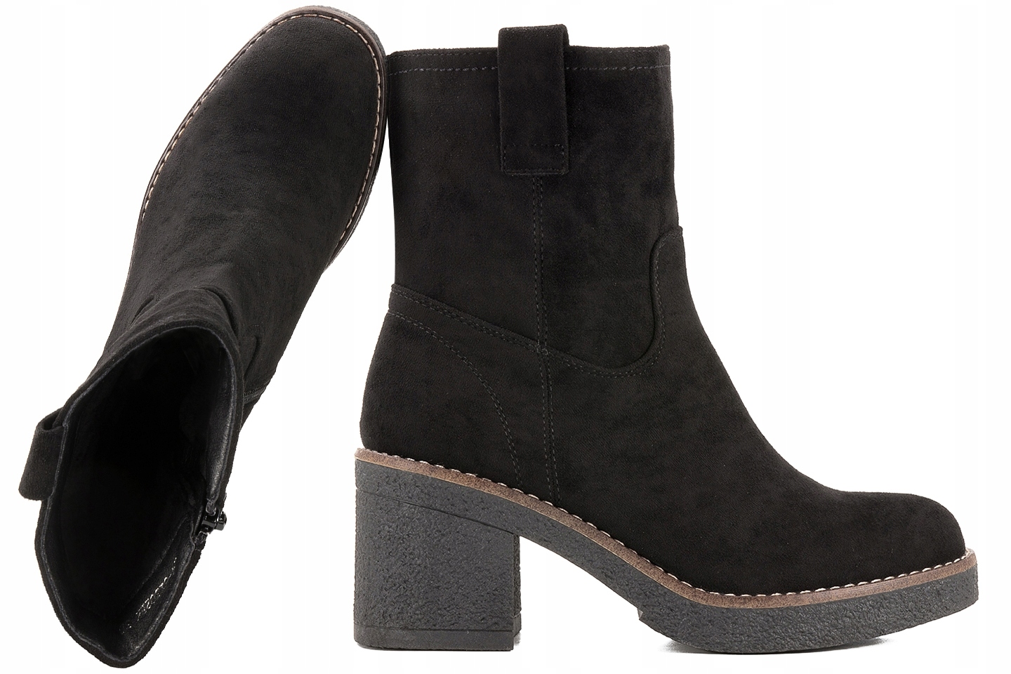 Potocki 24-51302BK Kotníkové Boty Zimní Kozačky Zateplené Na Podpatky Eko Semiš 40