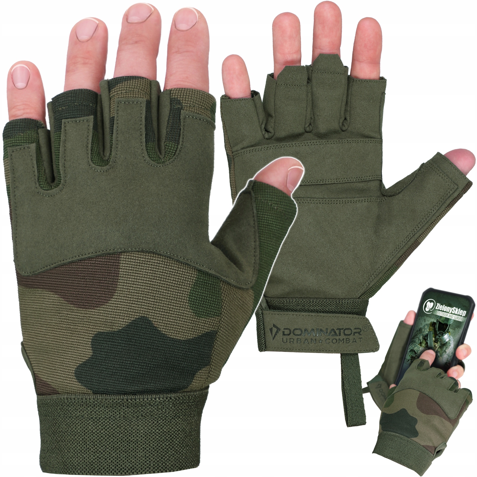 Rękawiczki taktyczne strzeleckie bez palców Dominator Fingerless wz.93 L