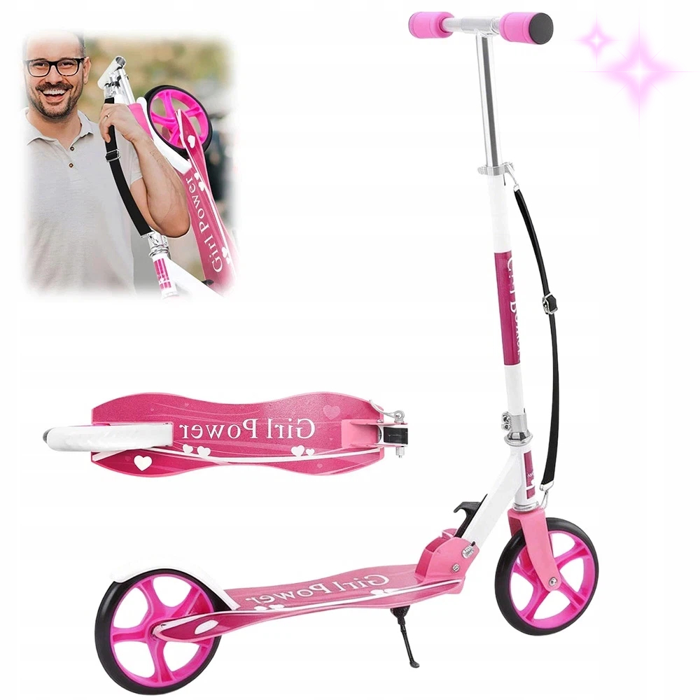 Składana Hulajnoga Miejska Płyta Podnożna 52X10CM Koła 200MM Różowa