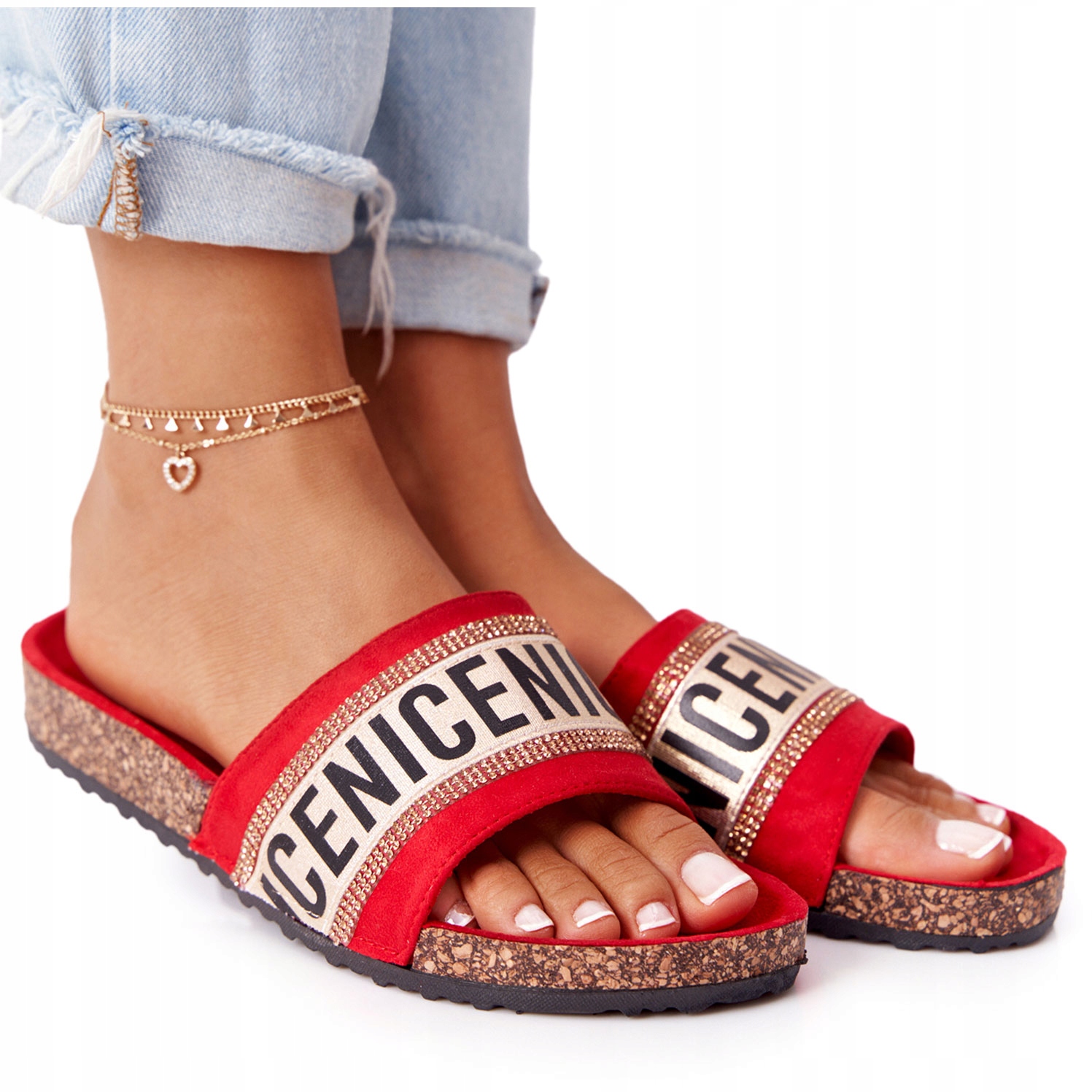 

Damskie Klapki Na Korku Z Cyrkoniami Czerwone 40