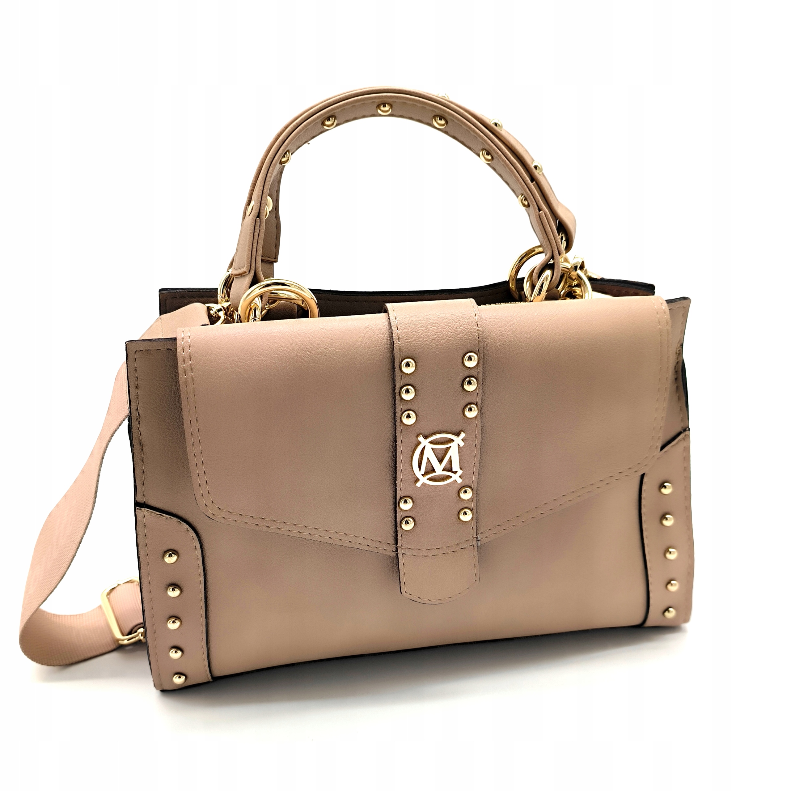 TOREBKA LISTONOSZKA KUFEREK MASSIMO CONTTI RAMIĘ SKÓRA EKOLOGICZNA BEŻOWA