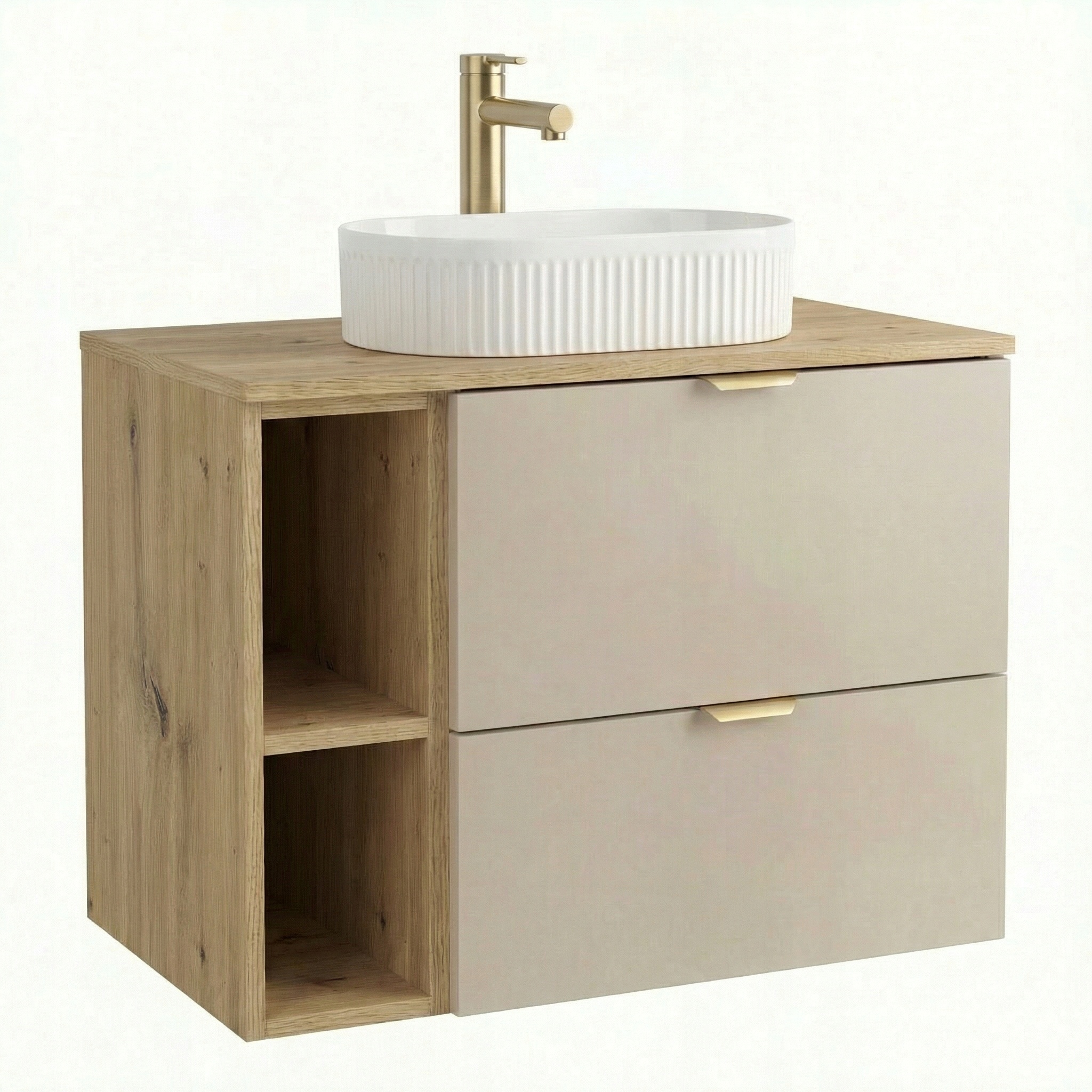 Skříňka pod umyvadlo 80 cm, regál, umyvadlo na desku Kašmír/Dub artisan Orio