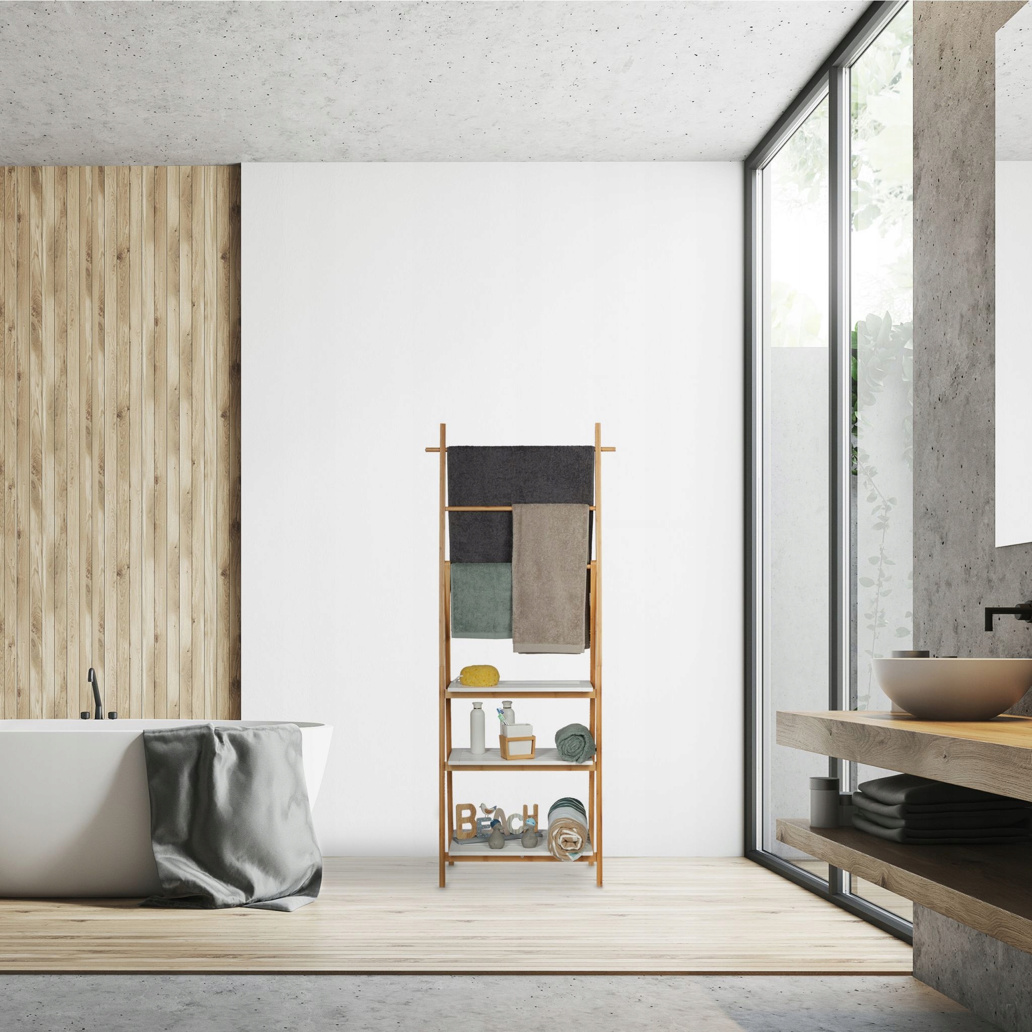 Regał łazienkowy na ręczniki kosmetyki 30x50x150cm Głębokość mebla 30 cm