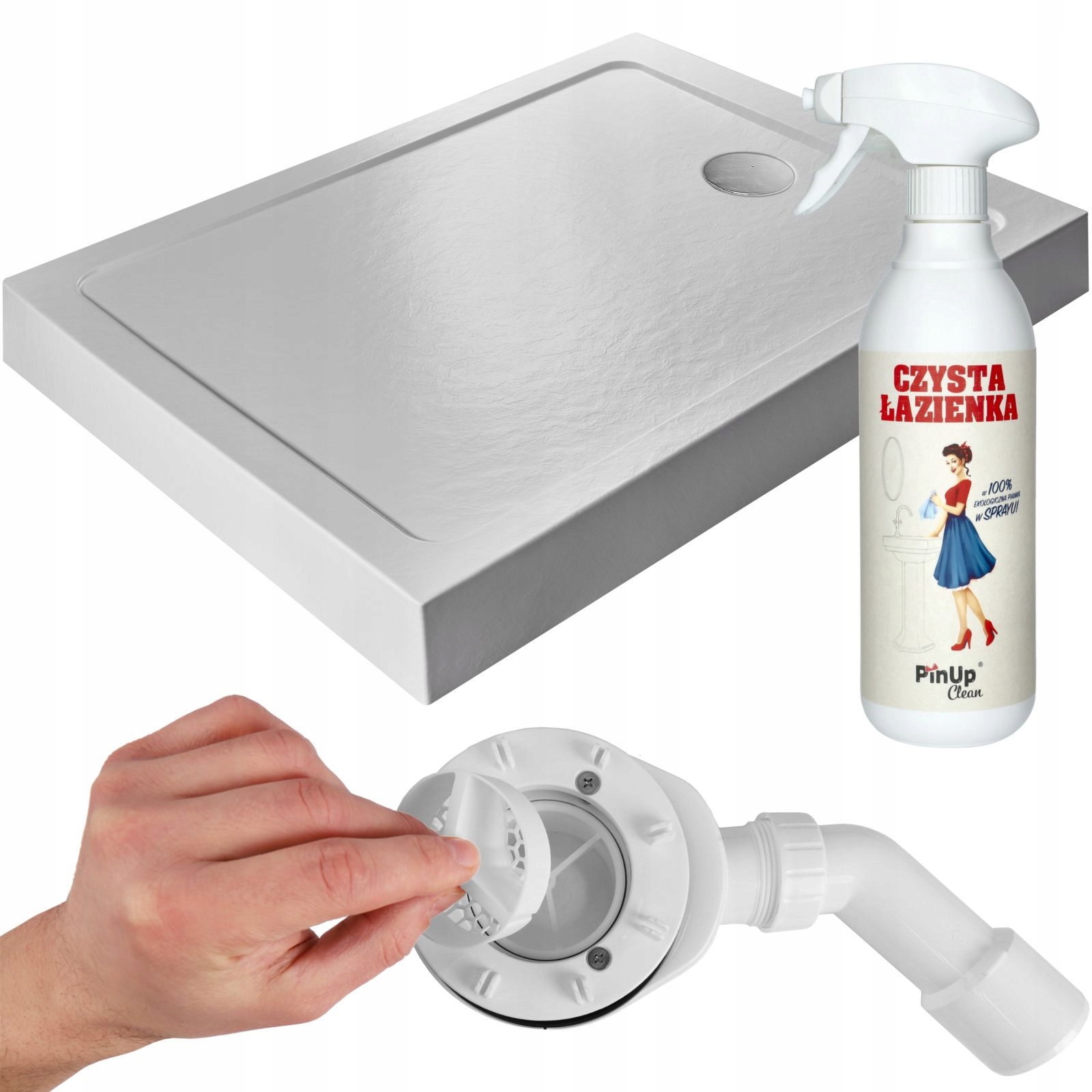 Brodzik 140x90 prysznicowy antybakteryjny akrylowy Stone biały Standard