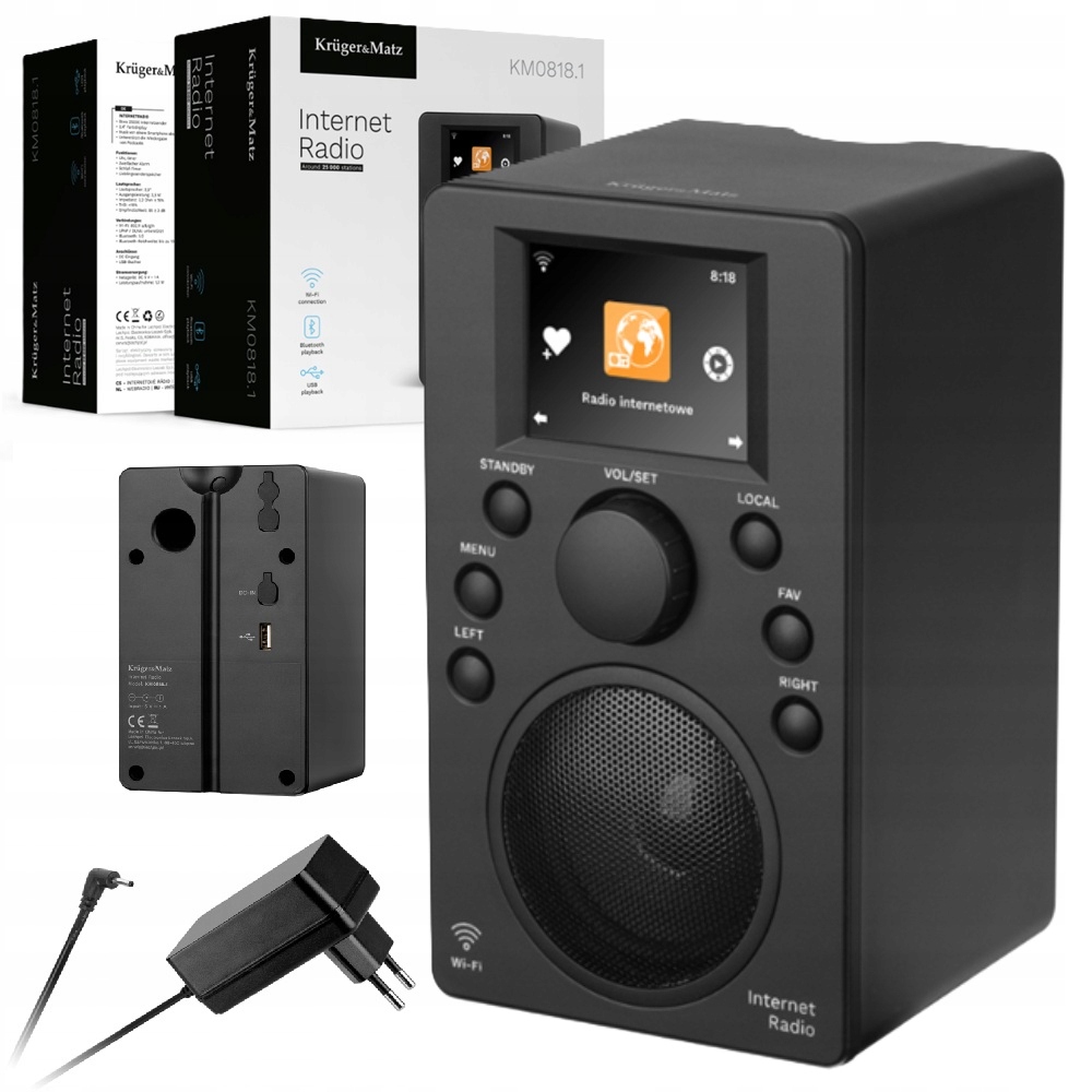 Internetové rádio Kruger&Matz Bluetooth 5.0 s displejom 2,4" KM0818.1 Wi-Fi