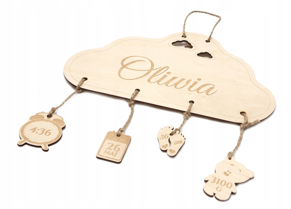 

Metryczka chmurka z imieniem dziecka personalizowa