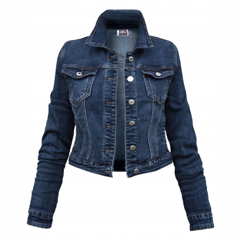 M.sara Damska Katana kurtka Jeansowa z cienkiego jeansu bawełna elastan 42