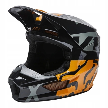 Kask FOX JUNIOR V1 SKEW BLACK/GOLD złoty GRATISY Rozmiar S