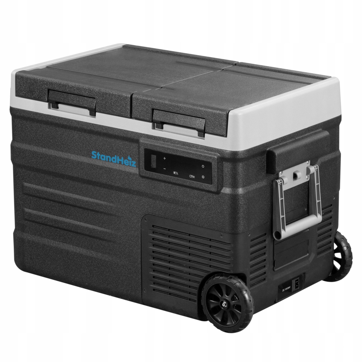 Přenosná Kompresorová Lednice 40L 12V 24V 230V Černá Na Kolečkách Se 2 Dveřmi