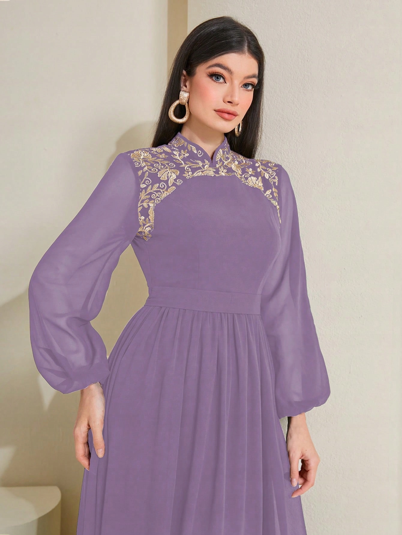 Šaty Jsou Návštěvnické Rozevřené Se Stojáčkem Fialové Maxi Shein S