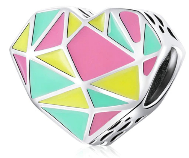 CHARMS KORALIK GEOMETRYCZNE SERCE LOVE S925