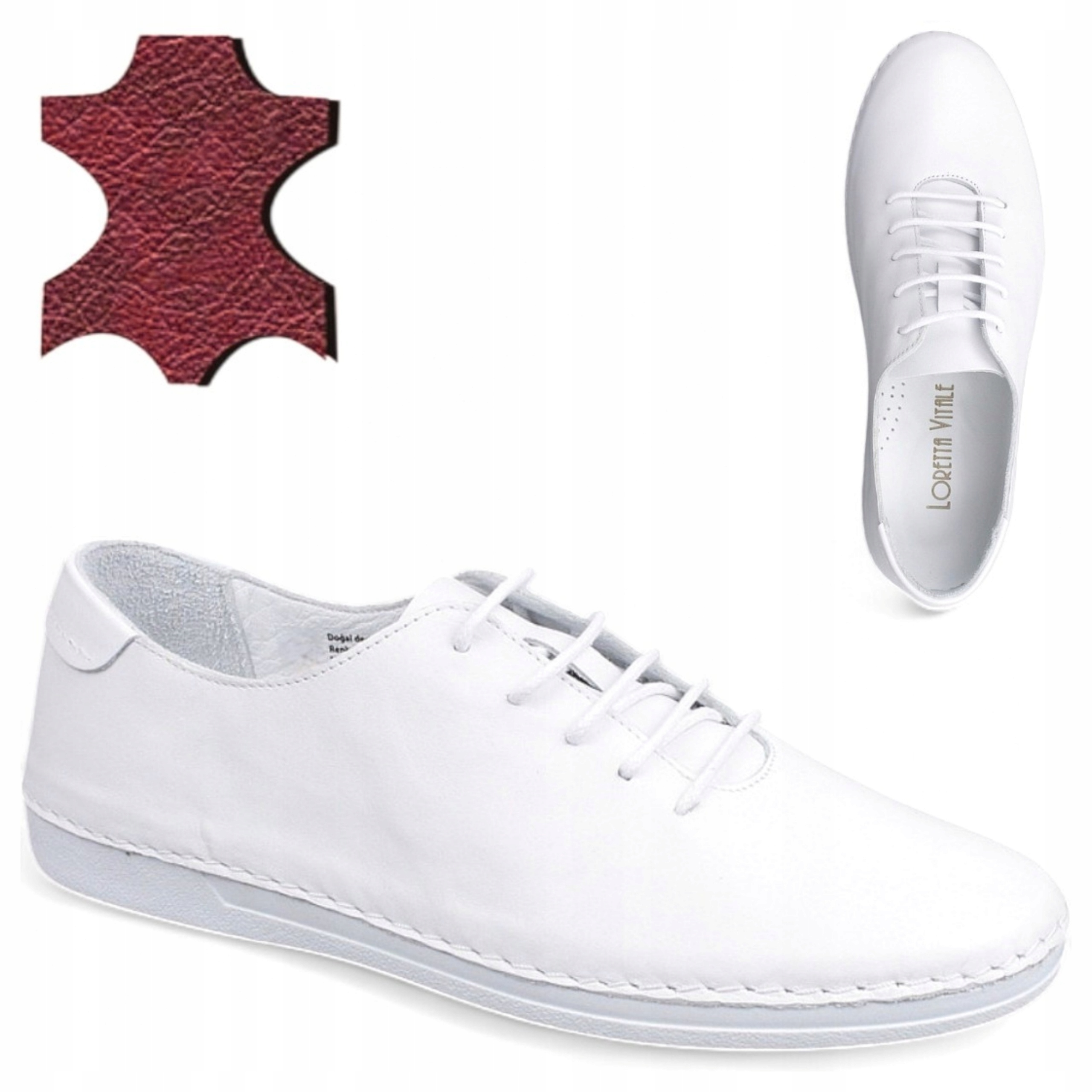 Dámské kožené polobotky 36 Loretta Vitale Tenisky Bílé, šněrovací, módní