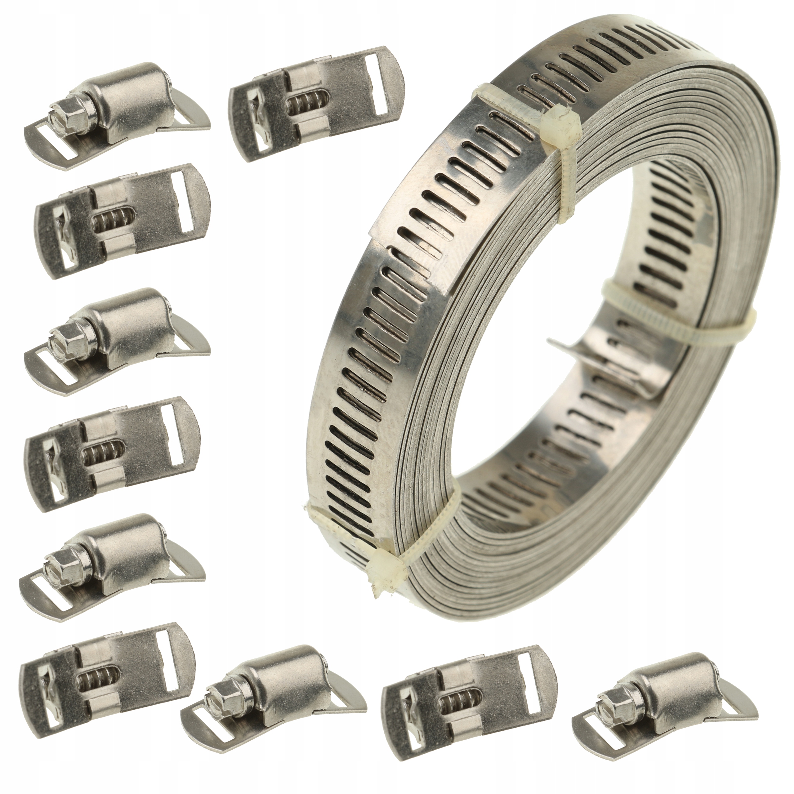 OPASKA ZACISKOWA STALOWA METALOWA TAŚMA NIERDZEWNA 3m 12,7 mm ZACISKI 10szt