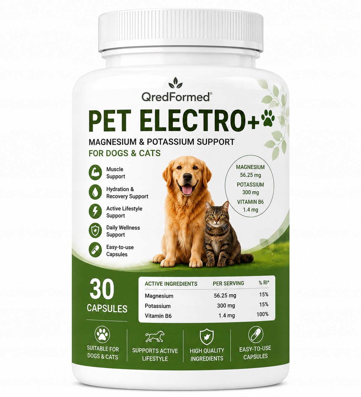 Pet Electro+ Podpora hořčíku a draslíku pro psy a kočky 30 kapslí