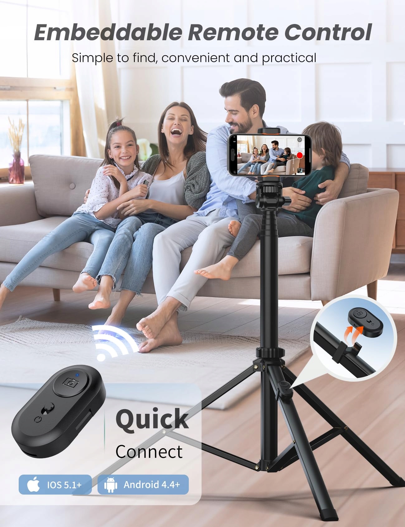 YUMAZLA Statyw Selfie Stick 180cm Do Smartfonów iPhone Samsung — miniatura 6