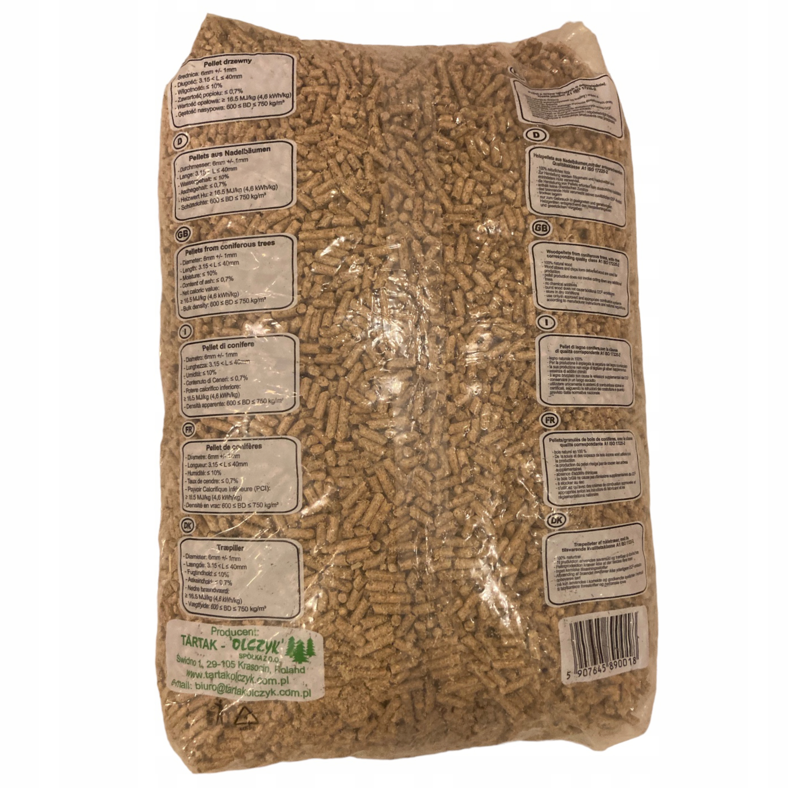 PELLET DRZEWNY PELET DREWNIANY OLCZYK Opał zimowy A1 - Paleta 1050 KG Typ produktu pelet