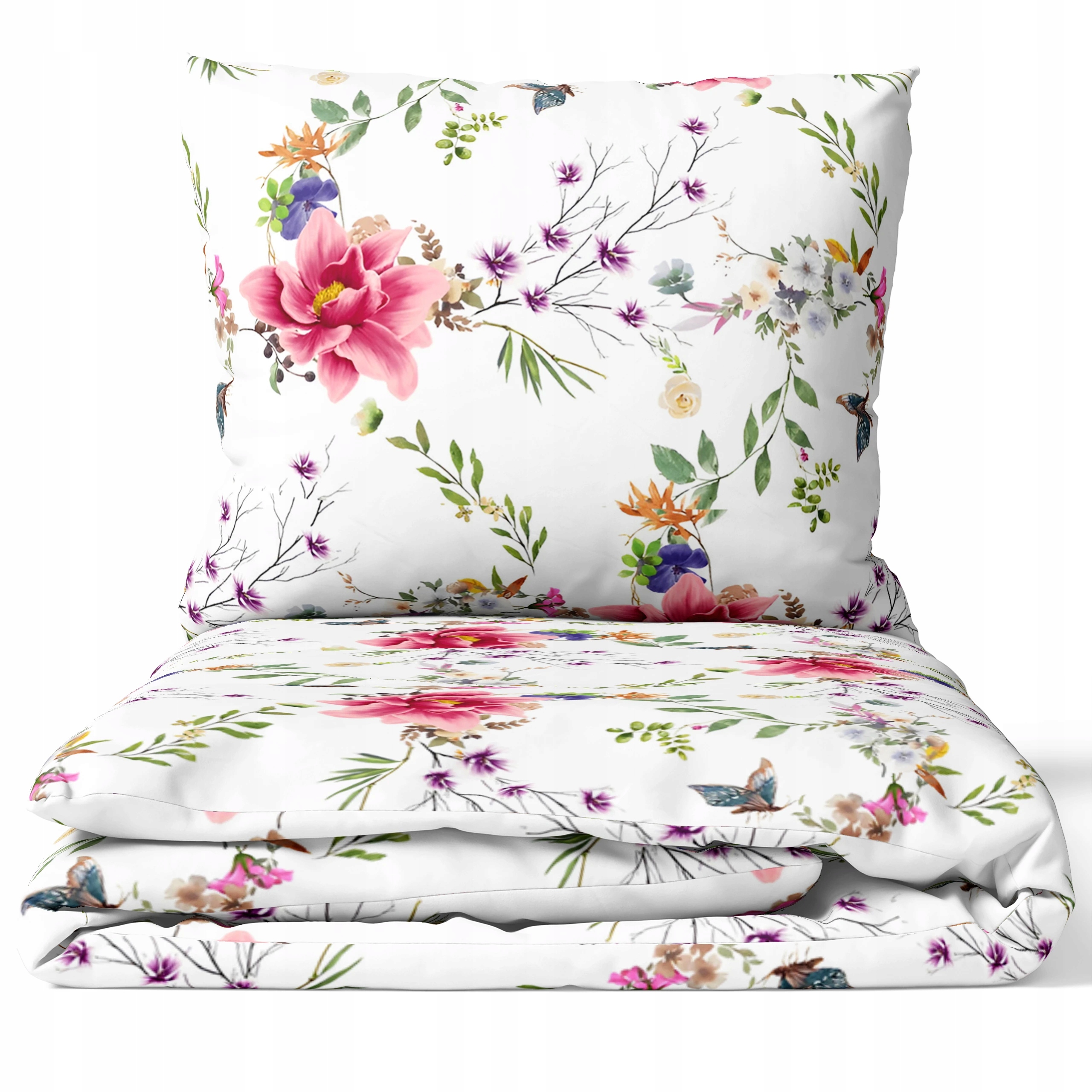 Pościel 100% Bawełna Kwiatowy Motyl Polski Komplet Pościeli 140x200