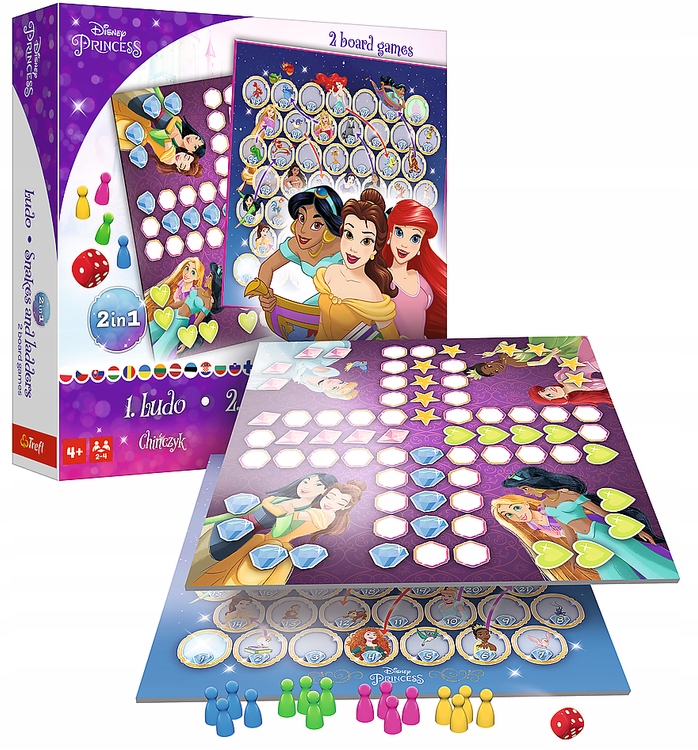 Gra Trefl 2w1 Chińczyk/Węże i drabiny Princess planszowa