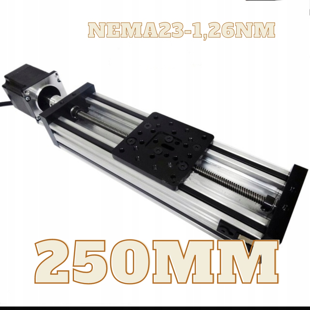 Lineární vedení Cnc lineárního vozíku 250 mm NEMA23-1,26Nm Stříbrný Rtr TR8x8