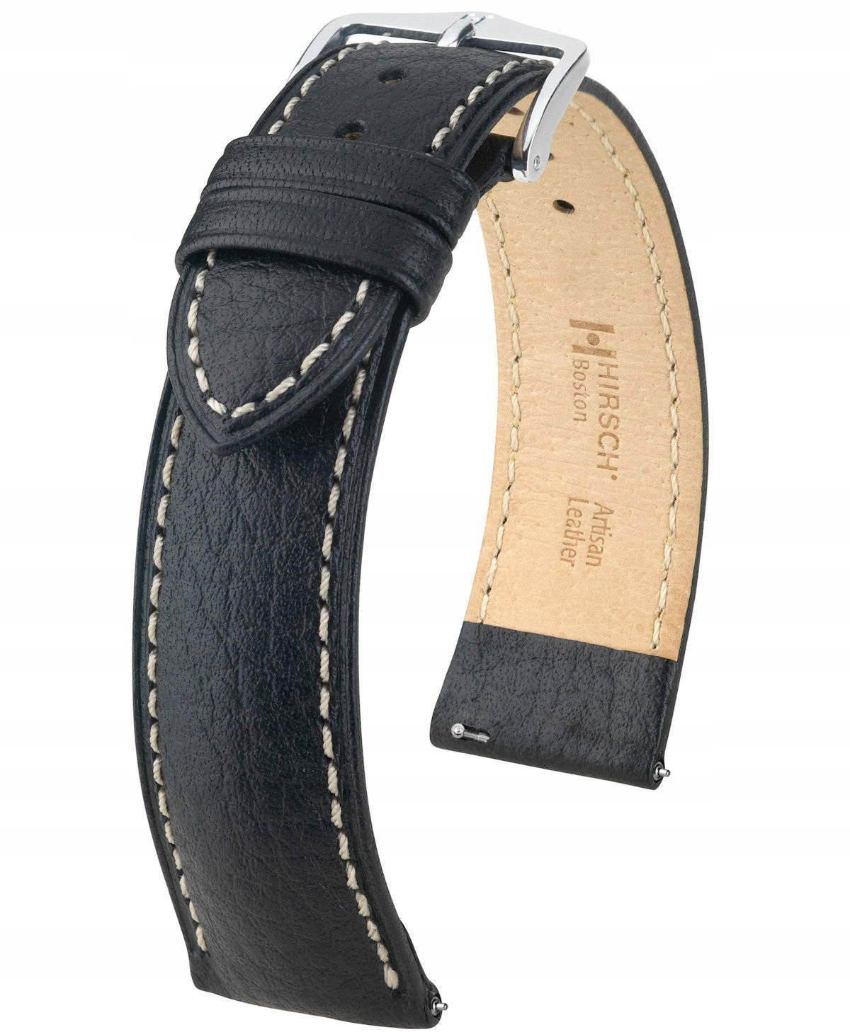 Černý Kožený Pásek Hirsch Boston 22 mm 01302050
