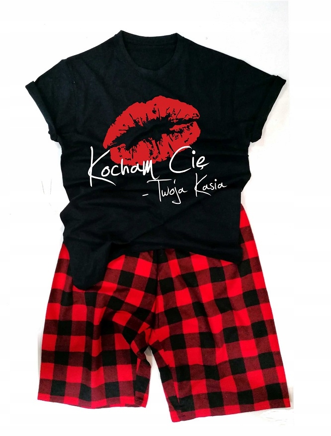 Męska Piżama TWÓJ TEKST Prezent na WALENTYNKI L