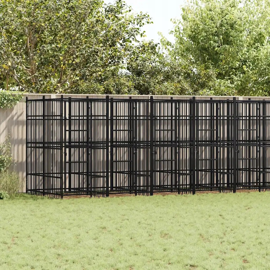 vidaXL Kültéri acél kutyakenel, 16,59 m2