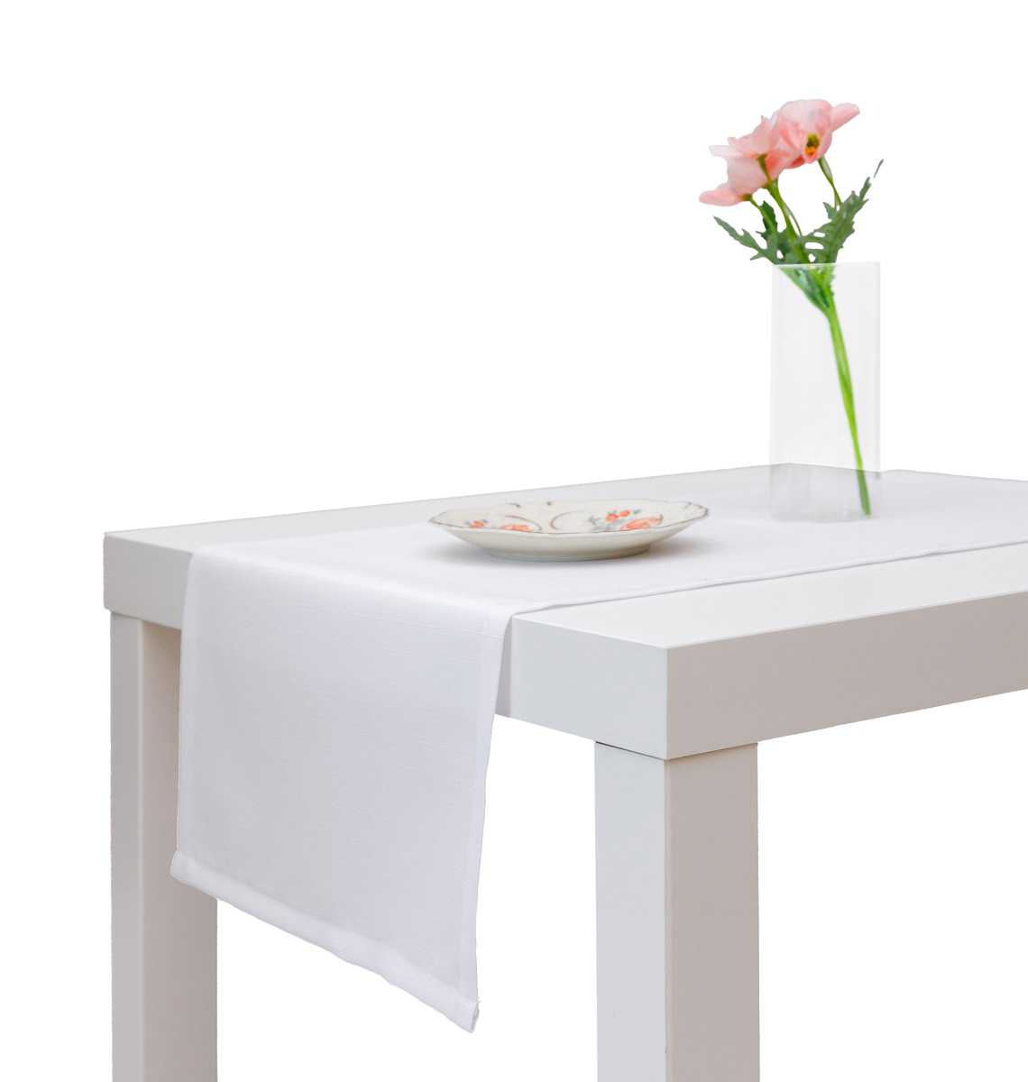 Biały obrus plamoodporny podszyty na prosto nakładka 140x640