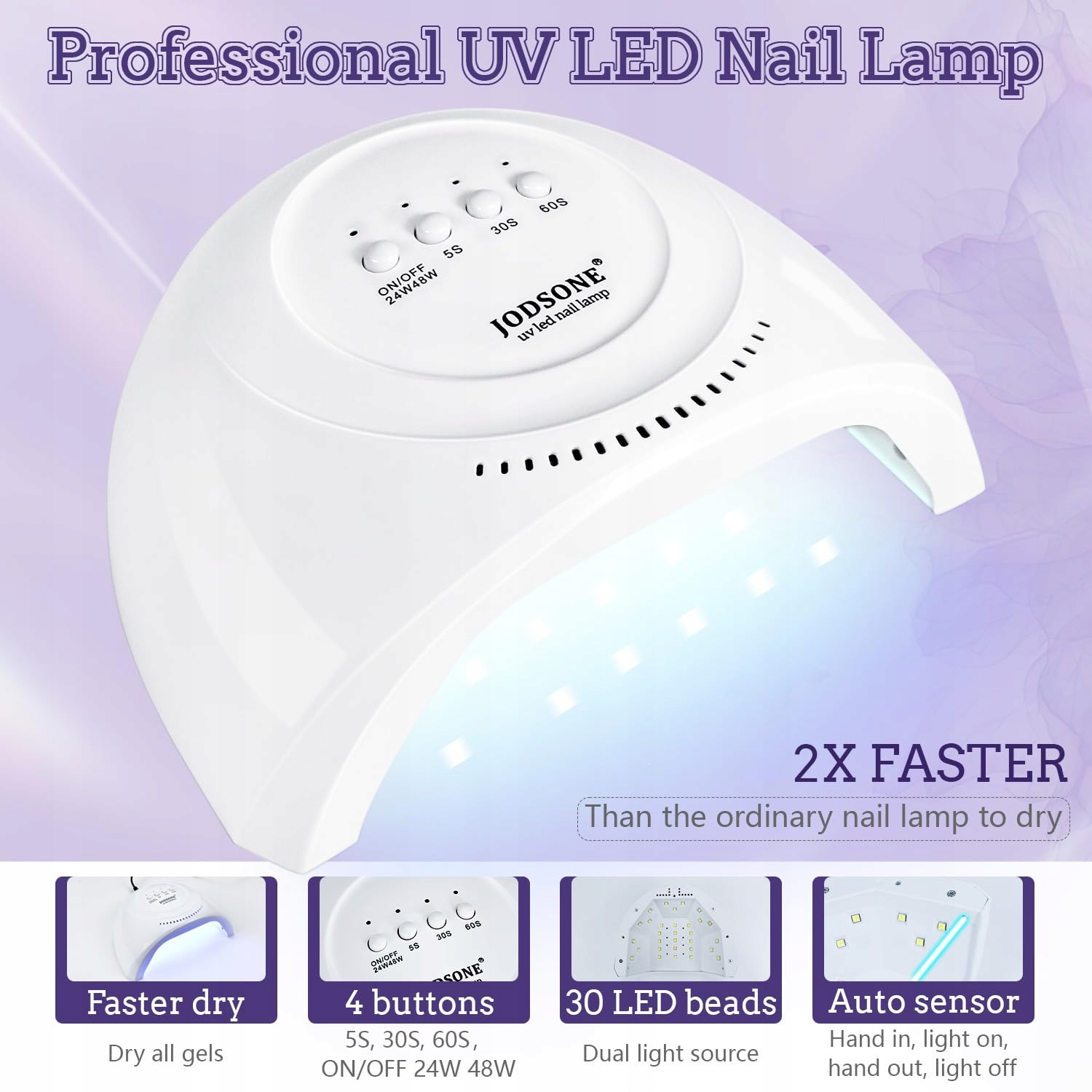 JODSONE Zestaw Lakierów UV 20 Kolorów Z Lampą UV Baza Top Matowy Połysk — miniatura 2