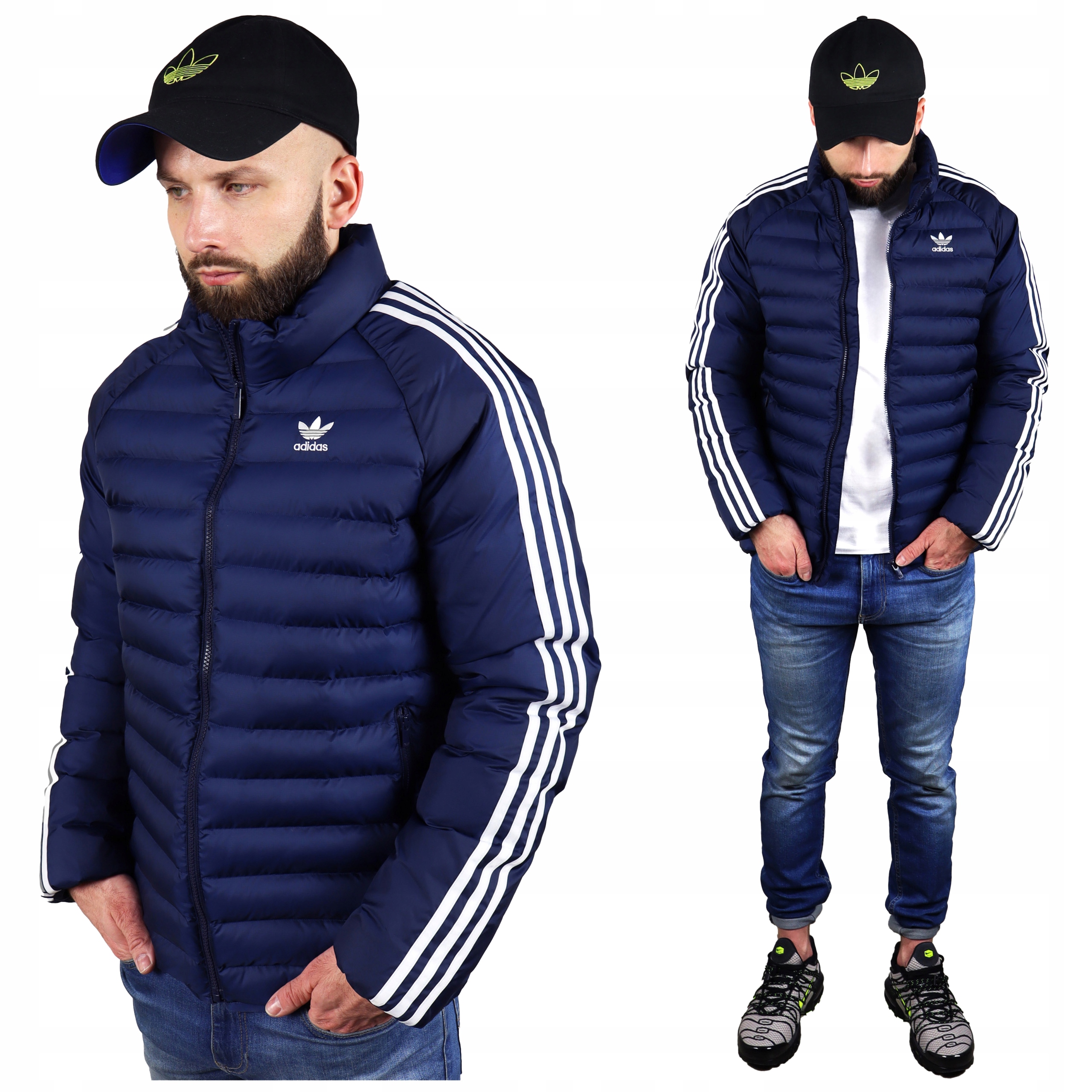 Zimní pánská bunda Adidas Teplá péřová Originals sportovní modrá