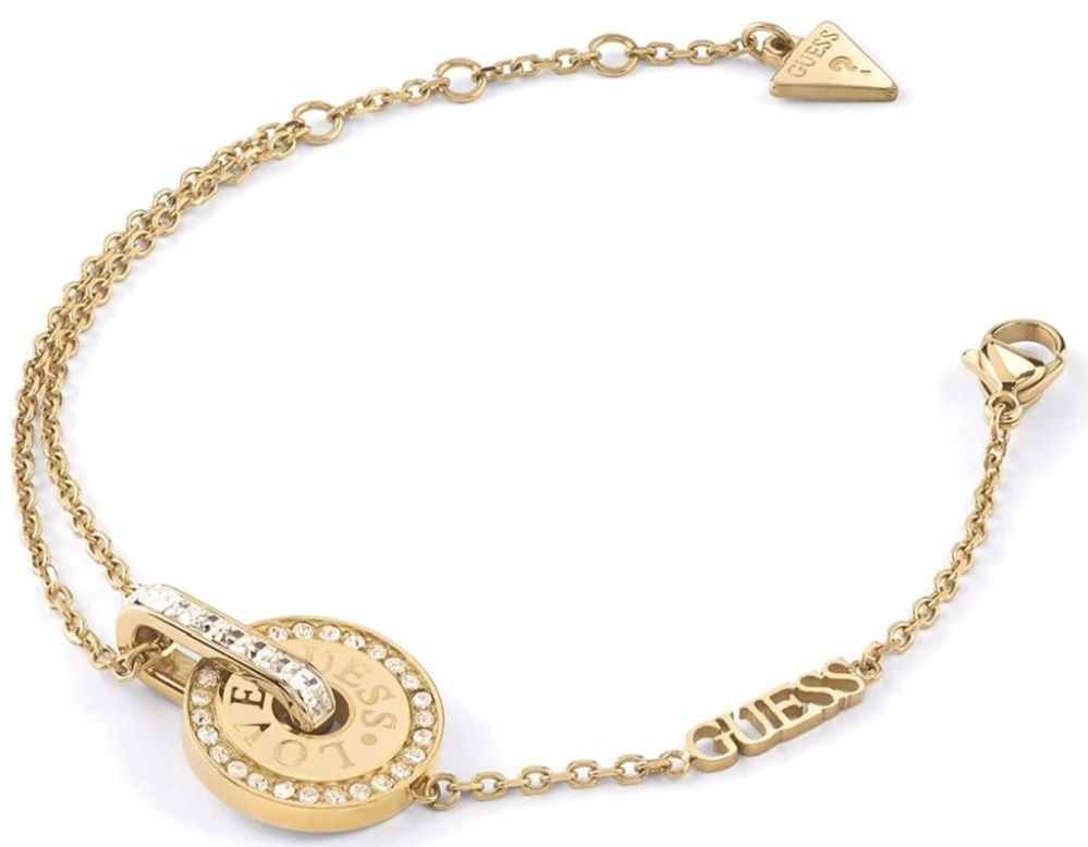 Elegantní A Módní Dámský Náramek Love Guess Logo S Krystaly Set