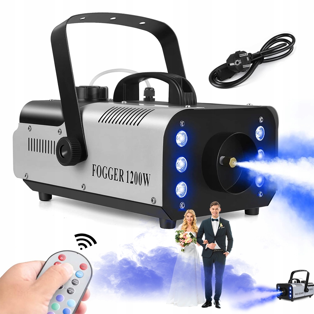 Výrobník Kouře Mlha Zakouřovač 6 Led Rgb Výkonný 1200 W Dálkové Ovládání