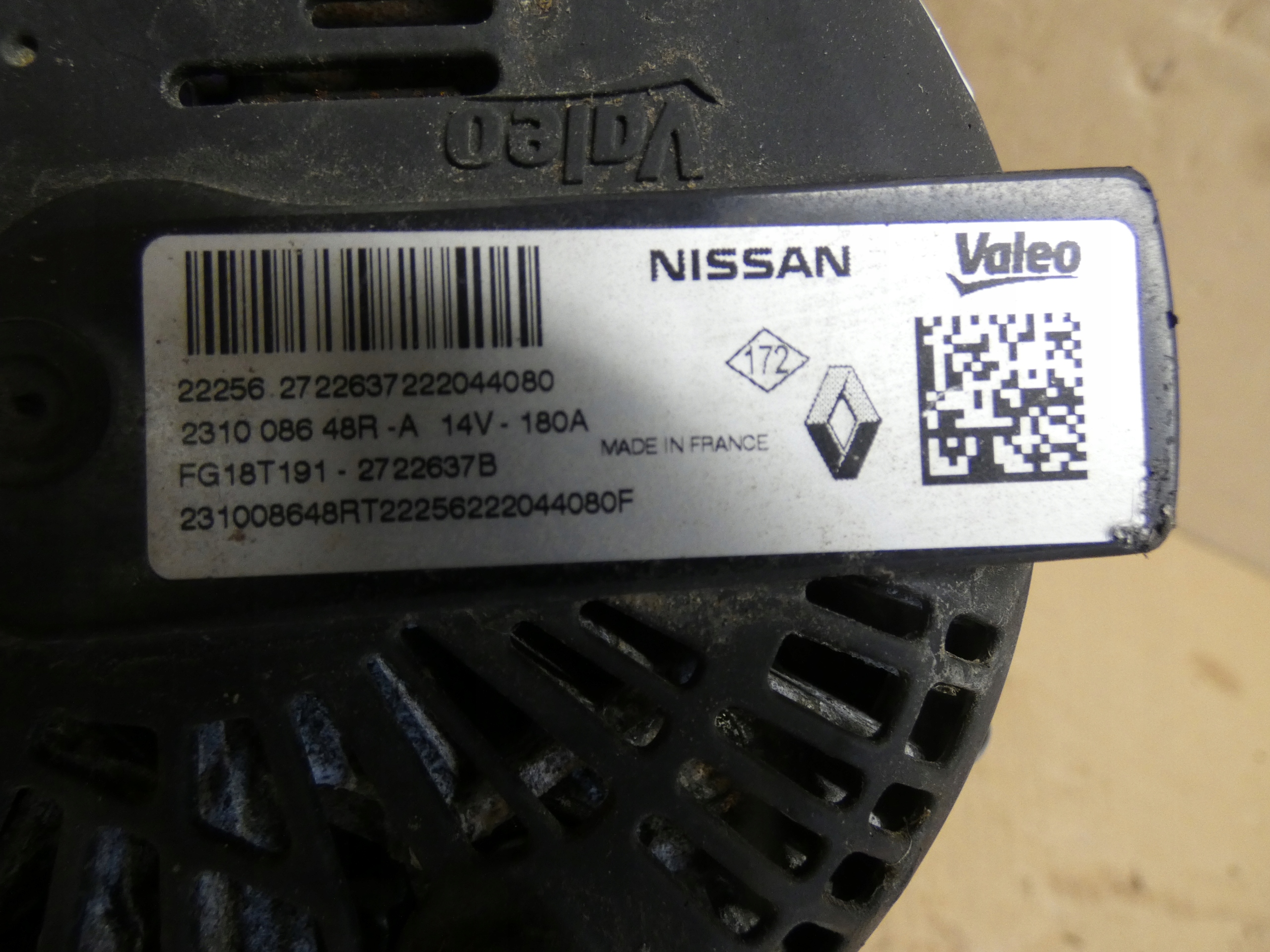 ALTERNATOR 231008648R RENAULT TRAFIC IVOE