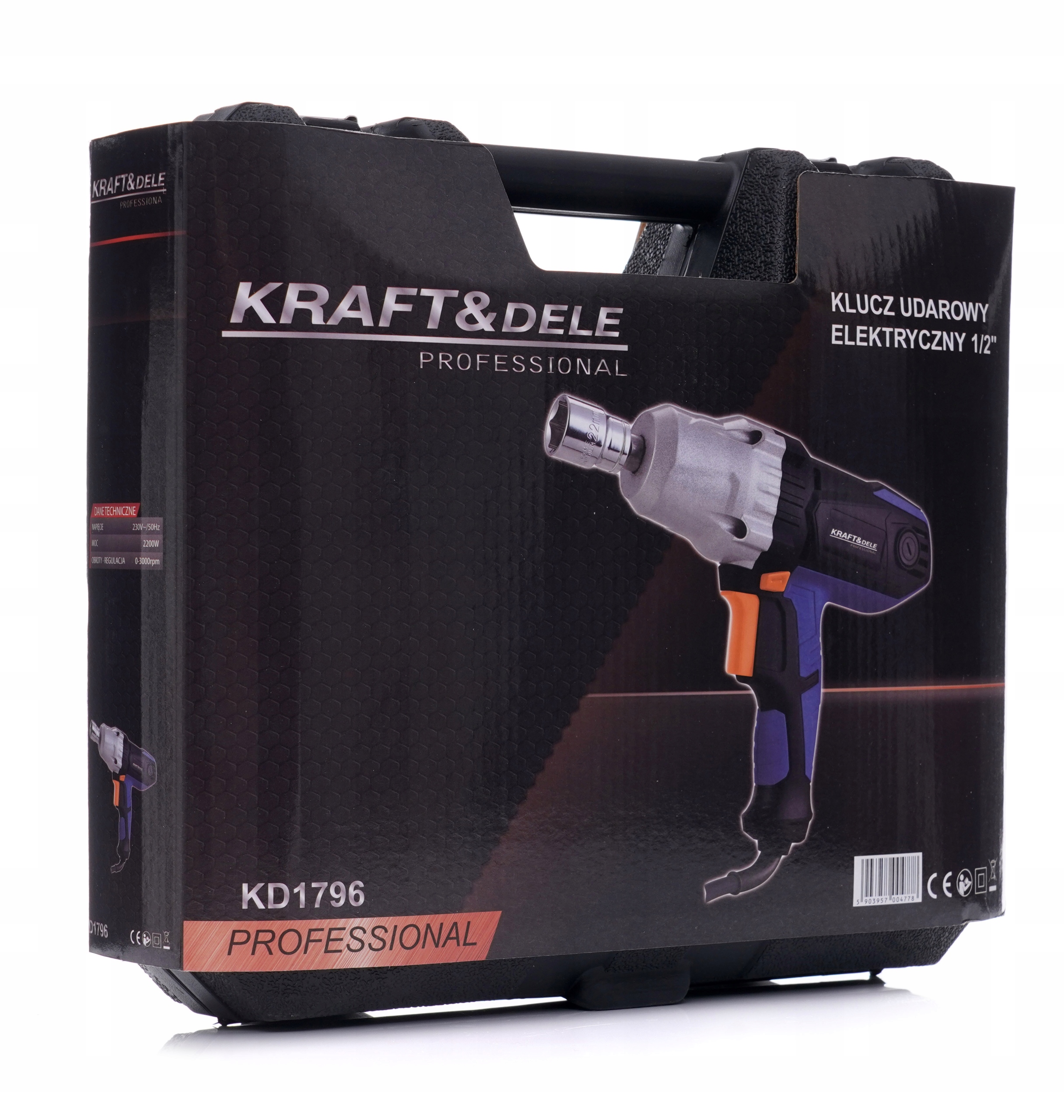 Elektryczny klucz udarowy 1/2" + walizka + nasadki Kraft&Dele KD1796