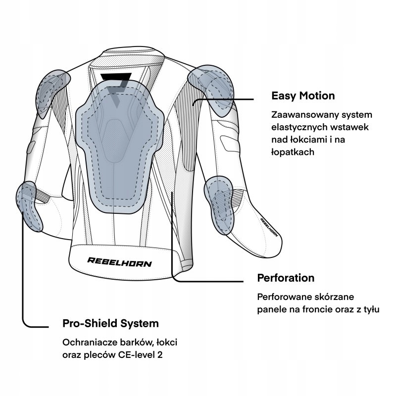 KURTKA SKÓRZANA REBELHORN FIGHTER BLACK/WHITE 58 Rozmiar 58