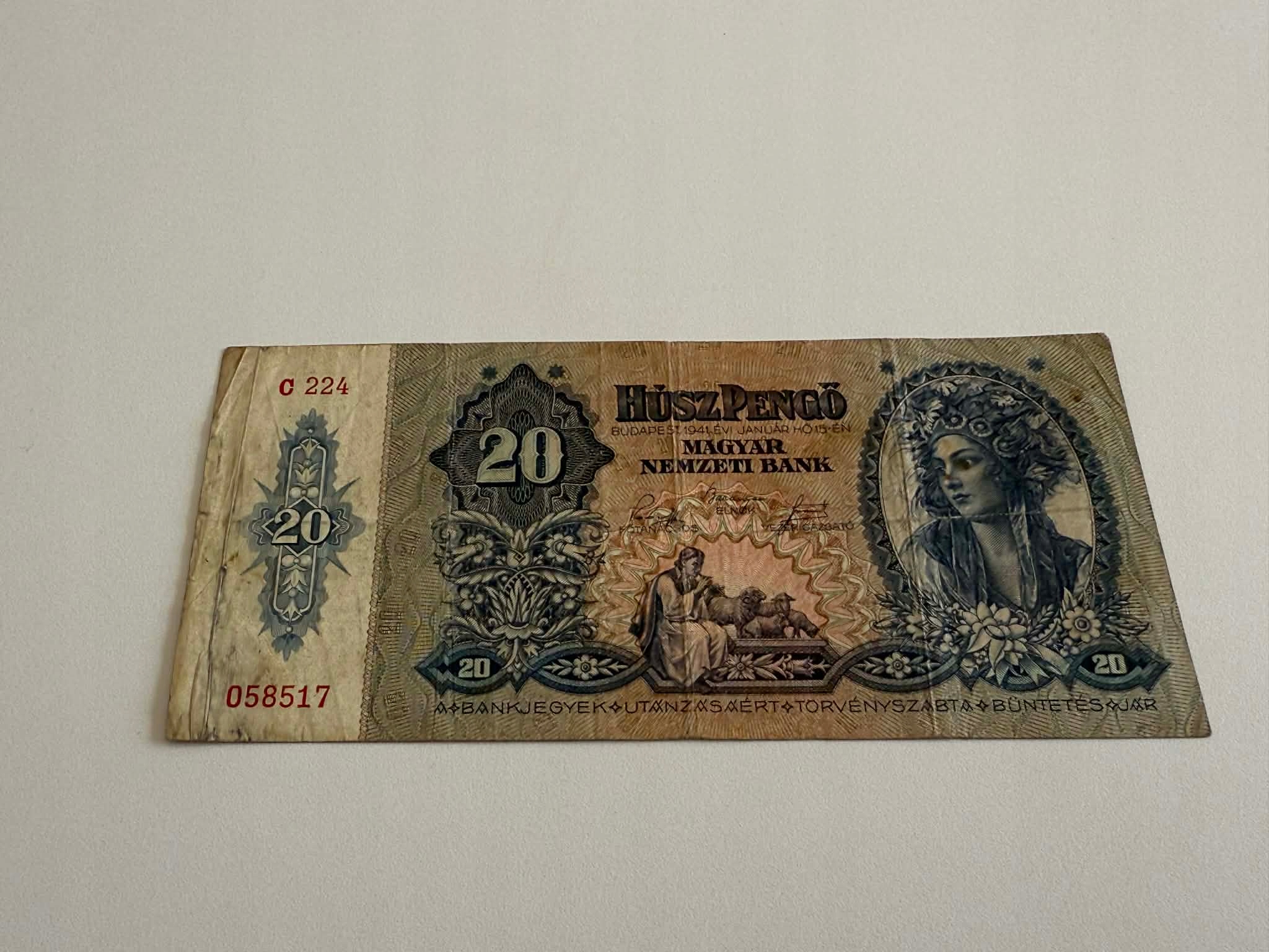 20 pengo Węgry 1941 P#109 VF