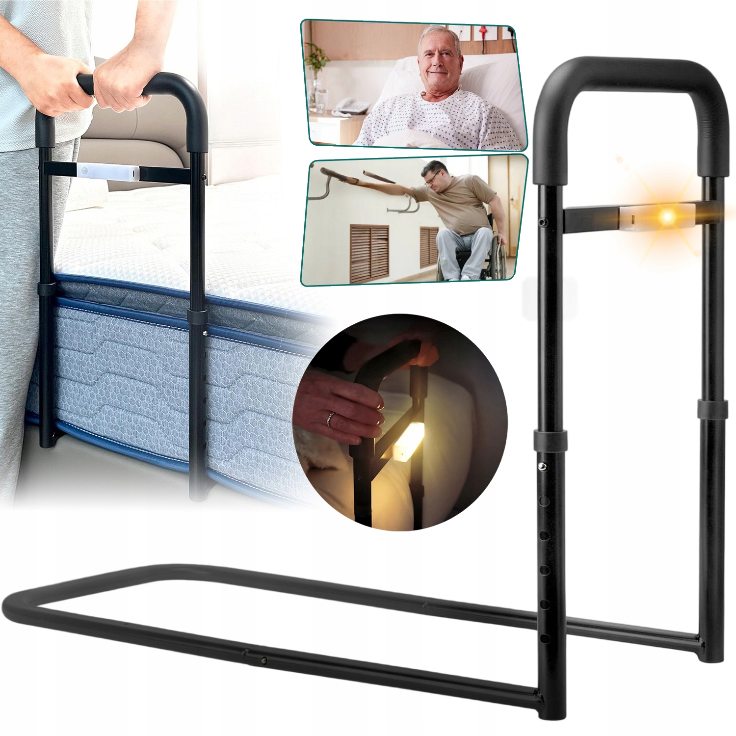 Uchwyt Boczny Łóżka Ochronna Poręcz Barierka Zabezpieczająca Z Led 280 Mah