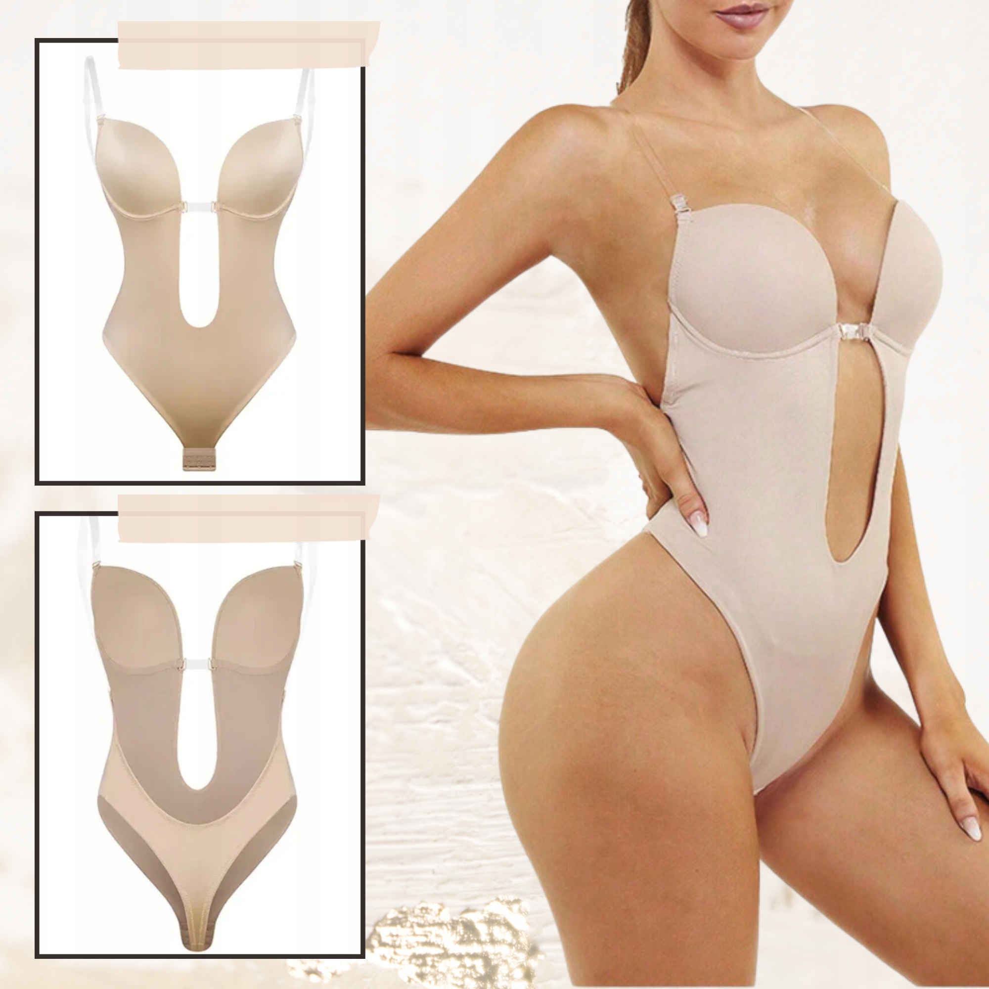 BODY MODELUJĄCE RAMIĄCZKA DO SUKNI DEKOLT BIUSTONOSZ MAJTKI BEZ PLECÓW L Płeć kobieta