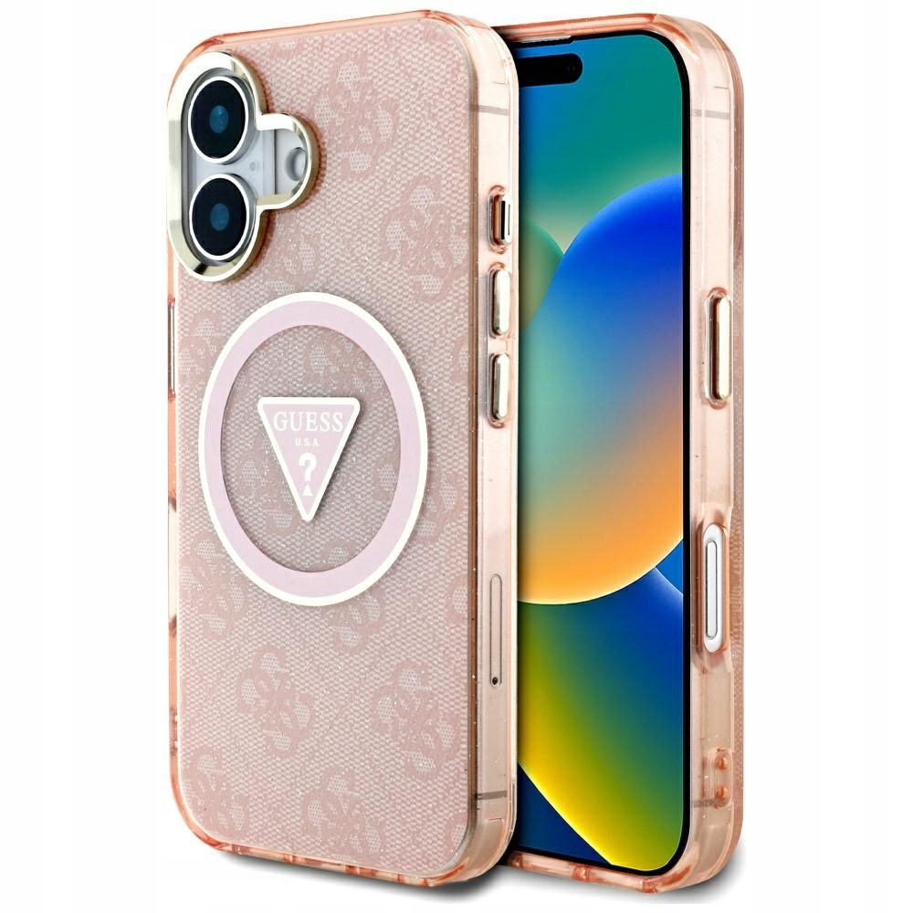 Guess Pouzdro Tpu Obal Pro Iphone 16 Pro Magsafe Zrnitý Kovový Glitter