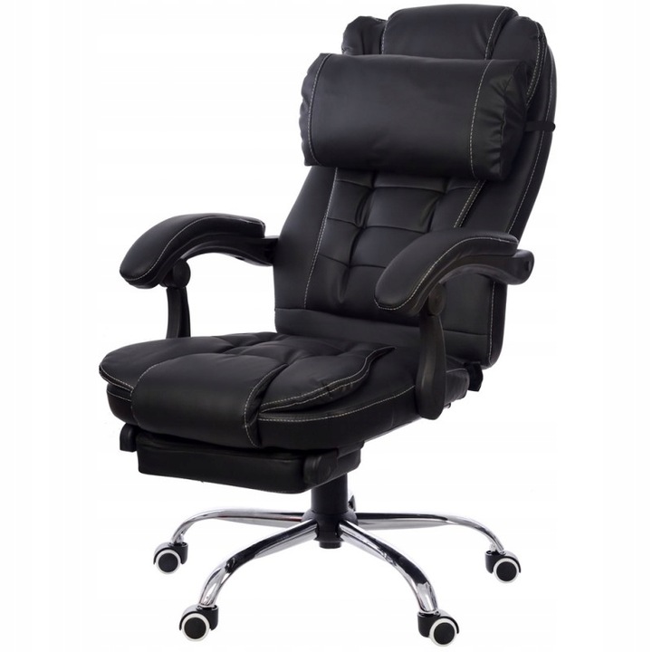 Nastavitelná kancelářská židle Černá podnožka polštář Giosedio (bílé švy)