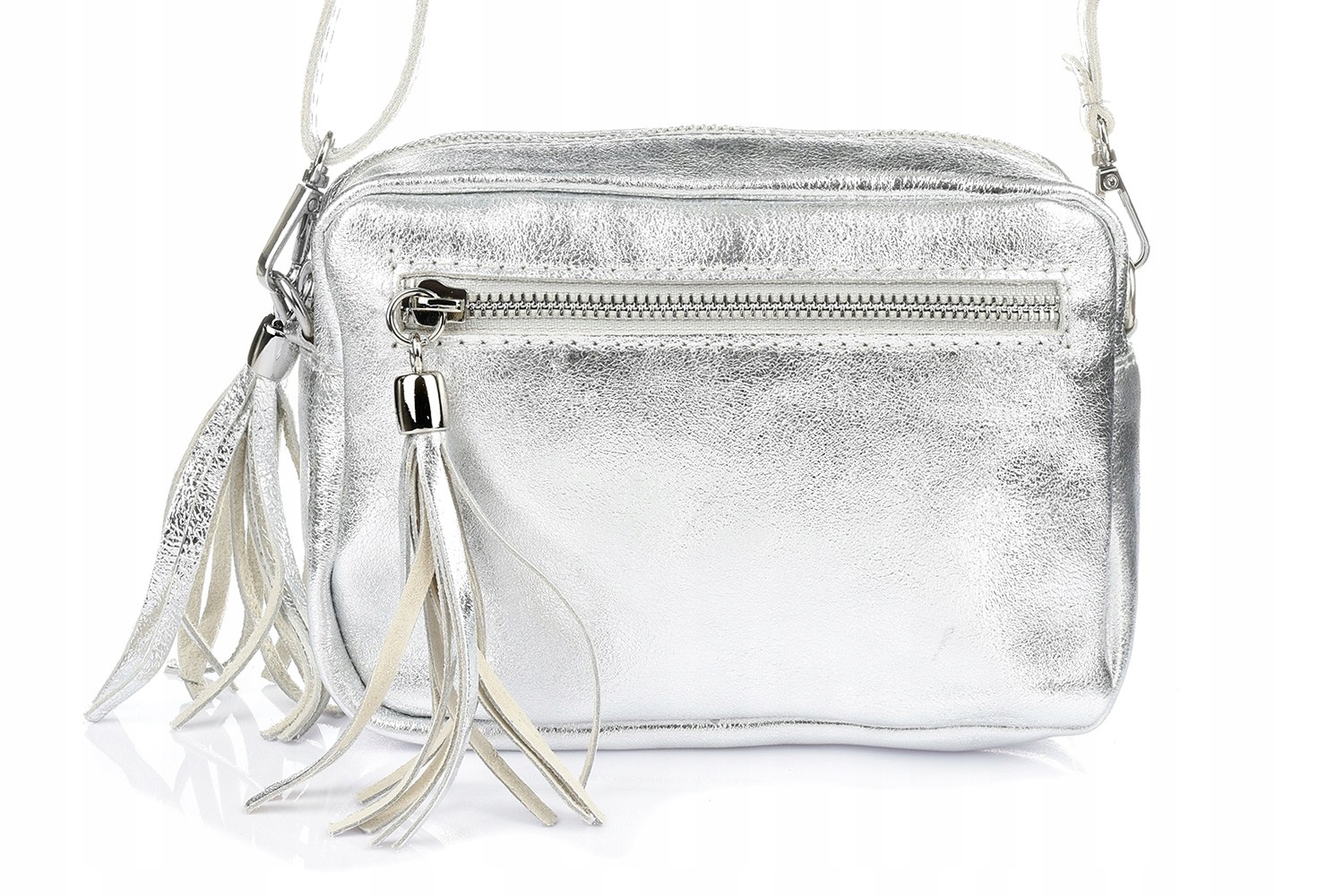 

Torebka damska listonoszka skórzana z frędzlem