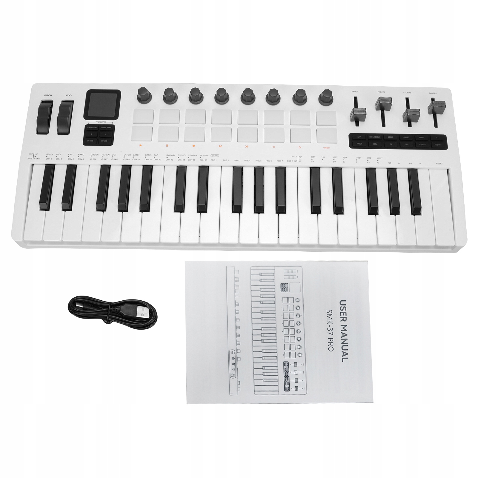 Klávesnice M-Vave Midi Keyboard 37-klávesová s krytem na přední 16 Rgb 0T