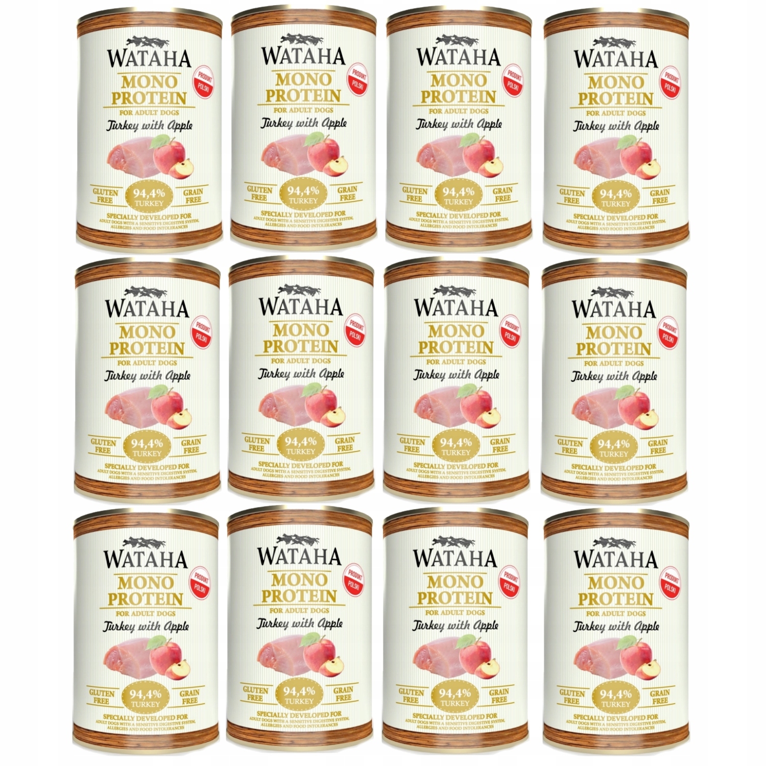 Wataha Mono Puszka Karma Dla Psa Indyk Z Jabłkiem 12x400g