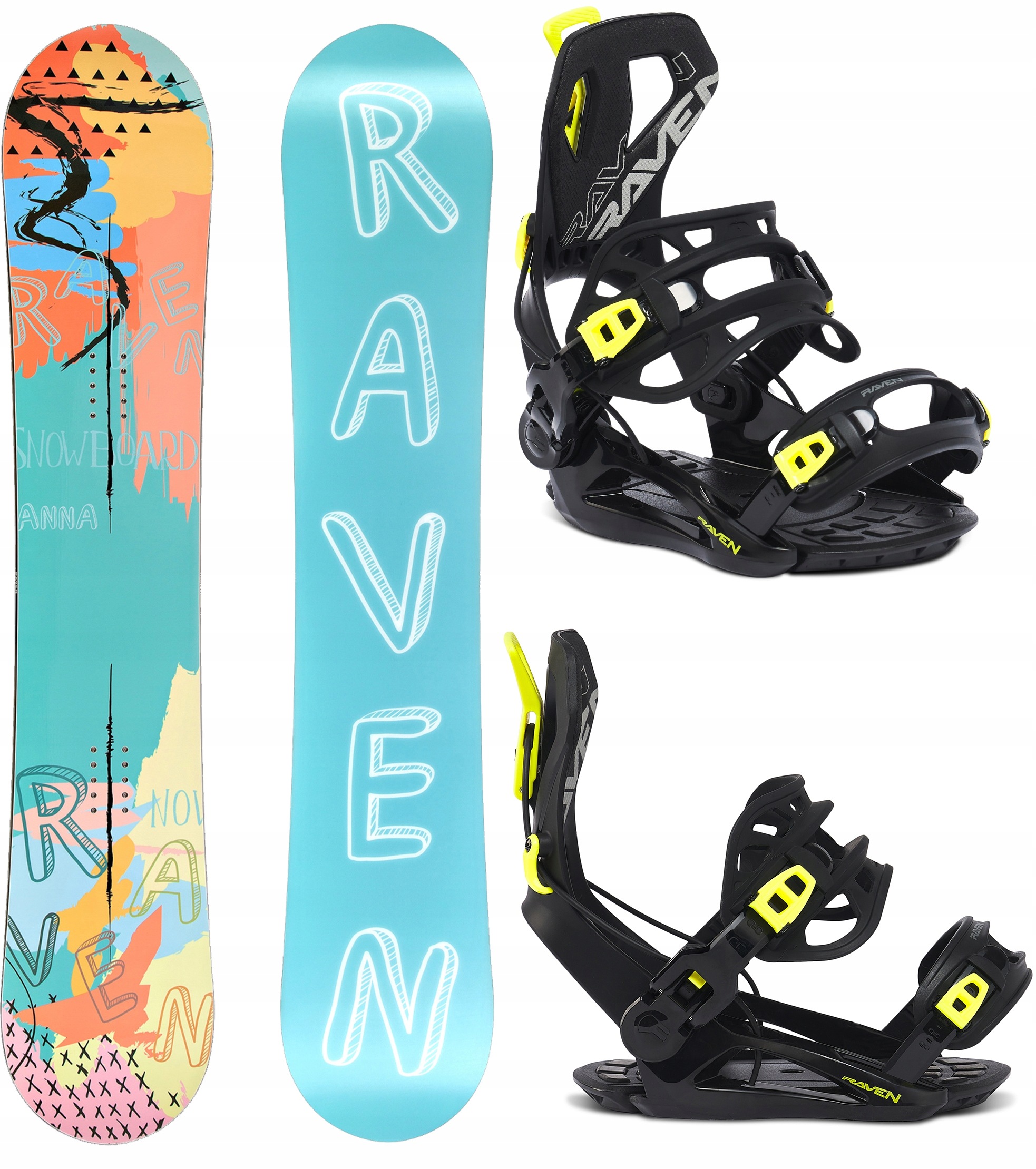 Snowboard Raven Anna 138cm wiązania Raven FT360 Lemon S