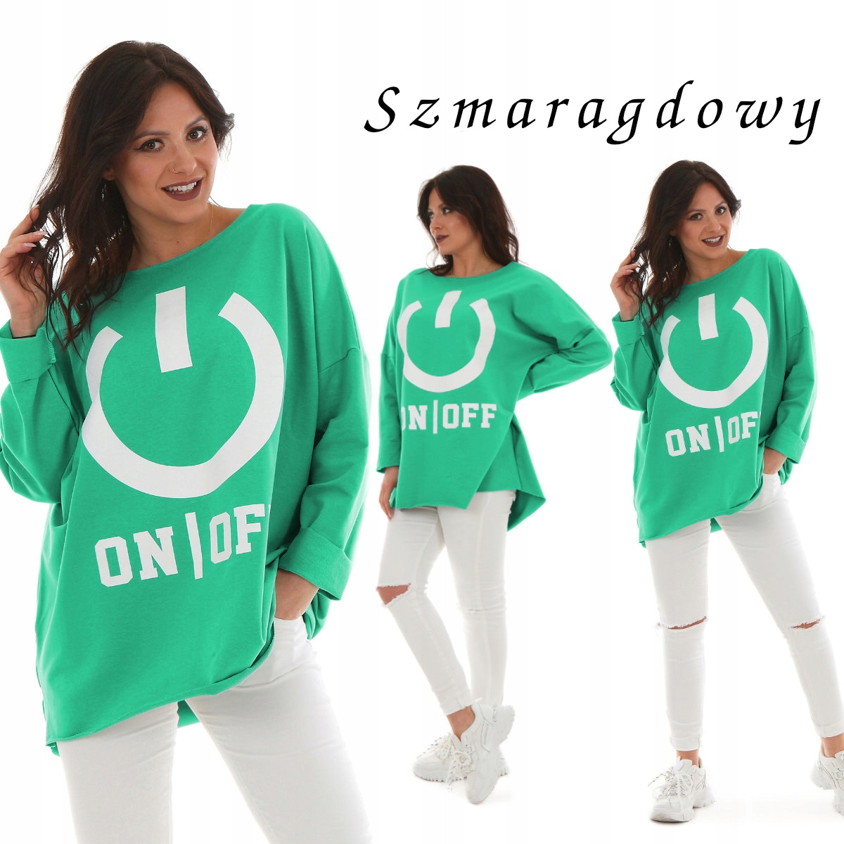 

F569 On/off Pstryk Bluza Tunika oversize